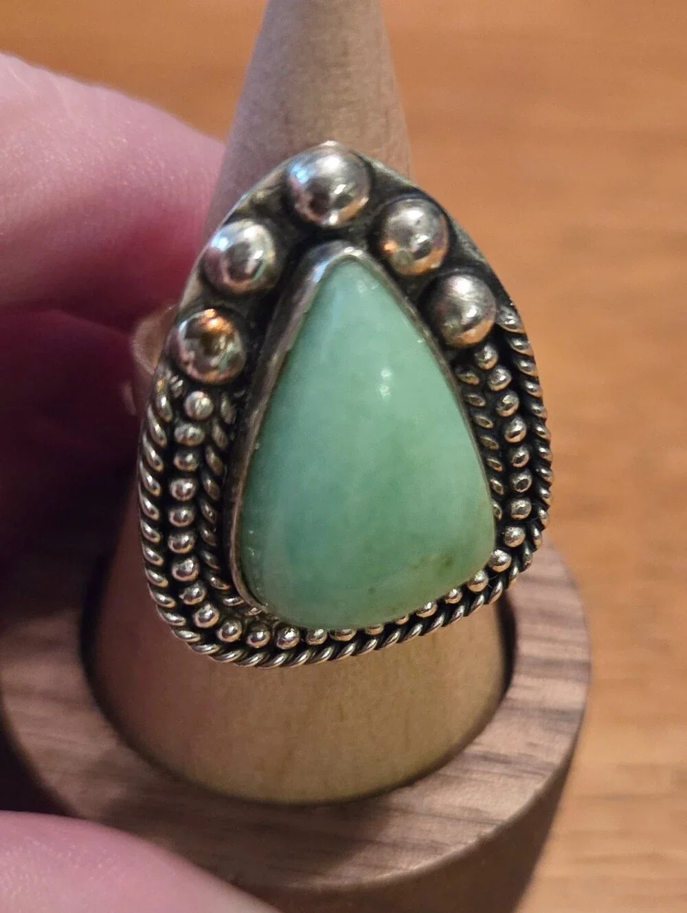 Sterling Silver Brazilian Chrysoprase Adjustable Ring